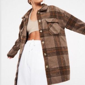 plaid brushed shacket